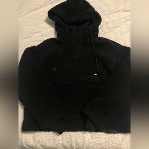 Misguided black oversize Sherpa hoodie